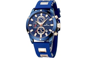 MEGALITH Mens Watches Chronograph Waterproof Watches for Men Analogue Designer Wrist Watches Quartz Luminous Date Rubber Gents Watches