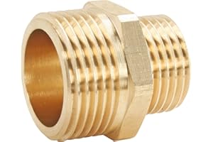 SOMATHERM FOR YOU, Mamelon laiton brut réduit double mâle 26/34-33/42, raccord durable pour eau chaude/froide, installation facile, compatible avec tous raccords filetés