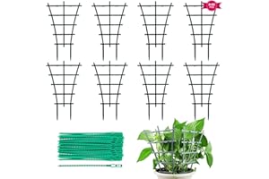 Bigxin 58pcs Soporte Plantas,Soporte Plantas Exterior Trepadoras Enrejado de Escalada para Plantas Sujetar Plantas Apoyo para Plantas Flores Vegetales(8*Enrejado para Plantas + 50 Clips para Plantas)