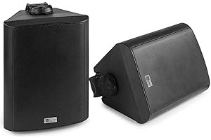 Power Dynamics BC65V - Lautsprecher Set 150 Watt, 100 Volt, 8 Ohm Innen- und Außenlautsprecher, Lautsprecher Boxen IP56, 2 Wege Speaker, In- Outdoor Speaker, Installationslautsprecher Schwarz