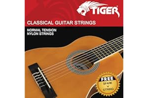 Tiger Music AC130-N Struny do Gitar Klasycznych, Metal/Przezroczysty, 028-.043