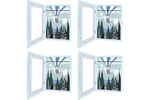 Lenugeo Bilderrahmen Für Kinderzeichnungen, DIN A4 Kunst Kinder Rahmen, Klappbarer Befüllbarer Kunstfotorahmen Frontöffnung | Blau*4