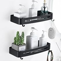 HNVNER Estanteria Ducha en Metal, Estante de Ducha Sin Taladro con ...