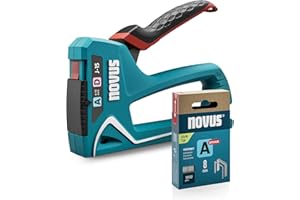 NOVUS TOOLS Handtacker J-15 Set mit 1800 Klammern │ 2-in-1 Tacker für Holz, Stoffe und Folien mit ABS-Kunststoffgehäuse │ Für Feindraht- und Flachdrahtklammern von 4 bis 10 mm