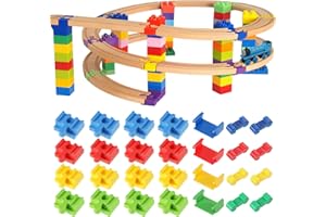 KWJEIULSOQ Holzeisenbahn Schienenverbinder, 28 Stück Eisenbahn Spielzeug Zubehör, Adapter für Holzeisenbahnen aus Kunststoff Geeignet,Kunststoff Adapter für Holzschienen, Eisenbahn Spielzeug Zubehör, 3-5 Jahre
