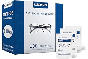 ALWAYSUV Chusteczki czyszczące przeciwmgielne do soczewek, wstępnie nawilżone i pojedynczo owinięte chusteczki czyszczące do okularów, tabletów, soczewek aparatu, ekranów, klawiatury i innych