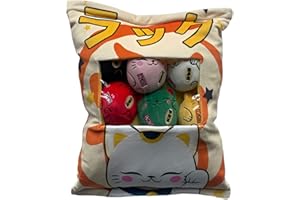 Homadict – Coussin avec 6 peluches Maneki neko à l’intérieur amovible – Coussin doux et moelleux – 40x33cm - Idée de cadeau pour enfants