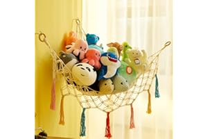 MALOROY Toy Hammock for Stuffed Animals, Teddy Bear Hammock Boho Macrame Teddy Hammock Toy Storage Net, Soft Toy Hammock Wall Corner Hanging Net for Kids Bedroom Large