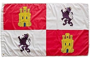 PANDIUI23 Bandera de Castilla y León, bandera colores Castilla y León, bandera 150cm x 90cm, bandera Castilla y León