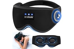 LC-dolida Bluetooth Sleep Mask Headphones Complete Blackout 3D Deep Eye Mask with Headphones Bluetooth V5.4 Can Play 15Hrs Breathable Eye mask with Earphones for Travel,Nap Sleeping,Shift Work