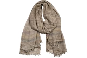 YONKOUNY Écharpe Douce Chaude Homme Coton Lin Confortable Foulards Chèche à Rayures Écharpe Longue Chale Stole pour Automne et Hiver