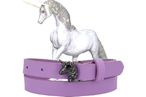 EANAGO Cinturón infantil 'Unicornio' para niña, para guardería y primaria, 5-10 años, con hebilla de unicornio negra
