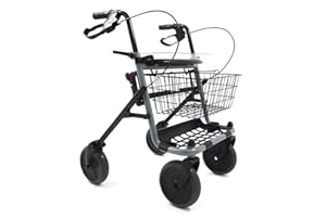 Azione Salute Deambulatore Pieghevole per Anziani e Disabili con 4 Ruote Seduta e Cestino, Rollator con Freni di Stazionamento, adatto ad esterni e interni.