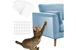 Pidsen Protector de Muebles Gatos, 12PCS Transparente Autoadhesivas Anti-Arañazos de Gatos con Tornillos para Gatos y Perro Protector de Sofá para Puerta Alfombra - Cuatro Tamaño