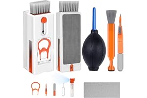 Shulltji Tastatur Reinigungsset 12 in 1 Tastatur Reinigung Multifunktionaler Ohrstöpsel-Reiniger mit Tastenkappenabzieher,für Airpods,Earbuds,Smartphone-Reinigungsset Orange
