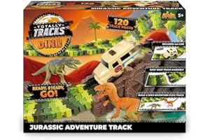 ADDO Totally Tracks Jurassic Adventure Race Track - 120-Piece Dinosaur Set for Kids 5+ with T-Rex and Velociraptor