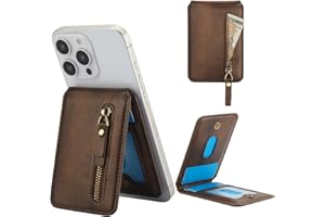 Ysnzaq Compatible avec Magsafe Wallet Portefeuille pour iPhone 16/15/14/13/12 Max/Pro/Plus, Magnétique MagSafe Fentes pour Cartes Support Béquille Ajustable pour Série iPhone 16/15/14/13/12.ZYC Brown