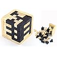 Cisixin Wooden Cube Puzzle, 3D Tetris Blocks Geometric Brain Teaser Puzzle, Educational Toy for Kids and Adults