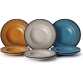 SANTA CLARA | Set of 6 Soup Plates for Pasta 28 cm Stoneware Piedmont, Tableware for Home and Kitchen, Ideal for Generous Por