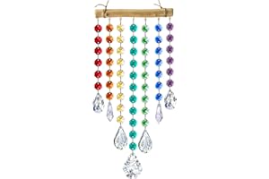 YU FENG Colgante móvil de Cristal, Decorativo, con prismas, atrapaluz con Efecto arcoíris, para Ventana y jardín, con Cuentas de Cristal como campanillas de Viento