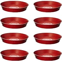 Leafy Tales Planter Bottom Plate/Gamla Dripping Tray, Terracotta Color Plastic pots | (8-inch, Brown, Pack of 8)