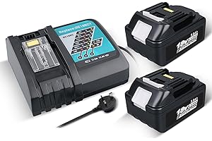 PDSTATION 2 Pack 5.0Ah Replacement for 18V Batteries BL1850 BL1860 LXT-400 + DC18RC 6A Fast Charger with Cooling Fan for 14.4V 18V Li-ion Battery BL1815 BL1830 BL1850 BL1430