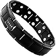 LUXAR Men's Titanium Magnetic Linked Bracelet | Double Magnet Strength with Powerful Rare-Earth Neodymium Magnets (Brushed Black)