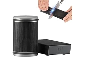 IRILEKI Rollender Messerschärfer, Rollmesserschärfer, Rolling Knife Sharpener - Messerschärfer Set mit 15 und 20 Grad Schärfung Magnetischen Winkel Basis für Küchenmesser (Schwarz)