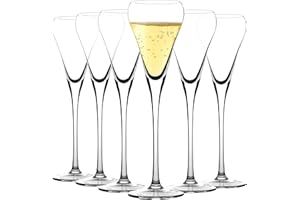 AMISGLASS Coupe de Champagne à Long Pied, Verre à Champagne Cristal Élégant avec Grand Ventre, Parfait pour Dégustation de Champagne, Idéal à la Maison, aux Restaurants, à la Fête - 6 Pièces de 200 ml