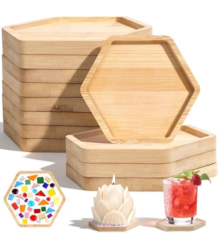 4 STKS Bamboe Mozaïek Onderzetters, Blanco Basis Trays voor Ambachten, DIY Mozaïek Benodigdheden, Drinkbeker Onderzetter, Plant Coaster, Kunstplaat (Hart