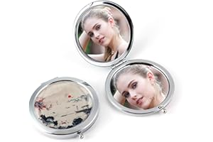 ‎COMEHOME Tragbarer Taschenspiegel Klappbar Runder Kleiner Taschenspiegel Kinder Handspiegel Klein, Kompaktspiegel Doppelseitiger mit 1X/3X Vergrößerung Schminkspiegel Kompakt Klappspiegel (Tuschezeichnung)