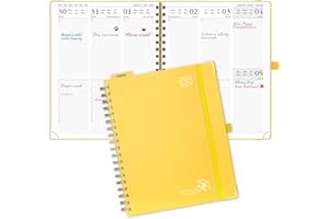 POPRUN 2024-2025 Academic Diary Week to View Large (25.5x20.5 cm) Spiral 17 Months (Aug'24 - Dec'25) Vertical Academic Planner 24/25 Weekly Mid Year Diary (Light Yellow)