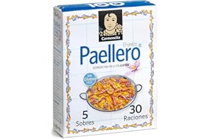 Paellero Carmencita Mezcla de Especias para Paella con Azafrán, Sin Gluten, 5 Sobres de 4g Ud, 30 Raciones - 20g