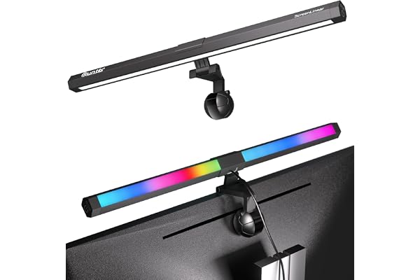 Quntis LED Lampe Ecran PC Lampe de Bureau USB d'ordinateur 40CM RGB Light Bar Monitor Computer, Lumière Ambiante Réglable 15 Couleurs d' Eclairage, Barre Lumineuse pour Gaming Lecture Office