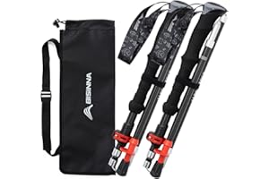 BISINNA Bastoni da trekking in fibra di carbonio 2pc/set Bastoni da passeggio leggeri pieghevoli e regolabili passeggio per campeggio escursionismo zaino in spalla Viaggi alpinismo