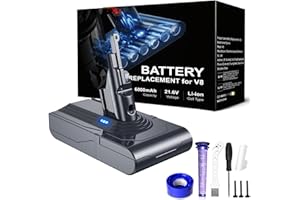 RYZWOC 6000mAh Batería para Dyson V8, Batería de Repuesto para Dyson V8 Compatible con Dyson V8 Series V8 Absolute V8 Animal V8 Fluffy V8 Motorhead SV10 Aspirador de Mano
