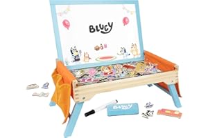 Bluey 102D Creation Station - 2-in-1 Magnetic Whiteboard & Lap Tray for Kids 3+, Portable Learning & Snack Surface, Sturdy & FSC-Certified, Promotes Literacy & Numeracy Skills, Kid-Safe