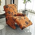 HOKIPO Polyester Blend 140Gsm Stretchable Recliner Sofa Cover 1 Seater, Copper Brown Floral (Ar-4940-C8)