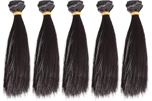 Milisten 5pcs Doll Hair Wefts Doll Toy Making Wigs DIY Doll Figure Straight Hair Wigs Handmade Doll Crafts 15cm (Black)