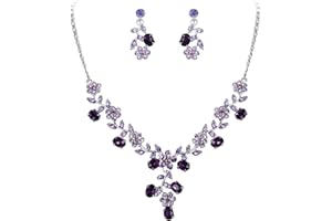 EVER FAITH Damen Schmuckset österreichische Kristall Hochzeits Blatt Weinlese Halsketten Ohrringe Schmuck Set