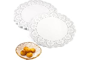 ZYREN 150 Pezzi Centrini Carta Pizzo, 21 cm Centrini Monouso, Tappetino di Carta in Pizzo Bianco Rotondo, Pizzi di Carte Bianchi per Torte, Tovagliette Pizzi Antiaderente per Dolci, Decorazione da Tavolo