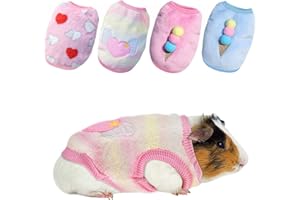 Vehomy 4Pcs Kleine Haustier Weste Kleidung Hase Weste für Kaninchen Meerschweinchen Warme Flanell Kostüm Outfit Ärmelloser Pullover Shirt für Kätzchen Katze Chihuahua Welpe Kleiner Hund XXS