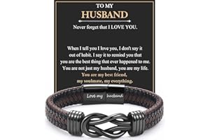 EYQV Gifts for Dad Husband Boyfriend Brother Son, Engraved Leather Bracelet Gifts for Nephew Grandson, Birthday Gifts Valentines Gifts Christmas Gifts for Men Teenage Boys