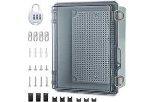 ESTVIIG Scatola Derivazione Esterna,Scatola Derivazione Stagna IP67,ABS Coperchio Trasparente,Quadro Elettrico Esterno con Accessori Per Il Montaggio A Parete E Serratura(230 * 165 * 120mm)