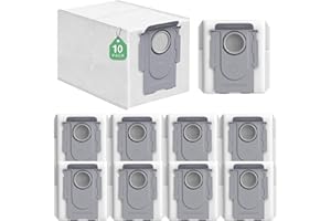 ISINLIVE 10 Stück Q Revo Staubbeutel, kompatibel mit Roborock Q Revo/Saros 10R/QV 35A/Q Revo Pro/Q Revo Curv/S8 MaxV Ultra Staubsauger, 4-lagiger Premium-Filterbeutel mit 3,3 l großen Ersatzbeuteln
