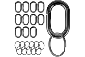 KTPCN 12 mosquetones negros y 12 llaveros, mosquetón, mosquetón pequeño, juego de carabinas para llaveros, accesorios de camping, monederos, piezas de repuesto