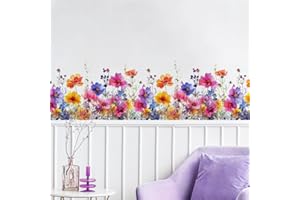 Runtoo Akwarela kwiat naklejki narożne na ścianę kwiatowy ogród listwa przypodłogowa listwa przypodłogowa naklejki ścienne do sypialni przedszkola klasy wystrój domu (szer.: 101 cm)