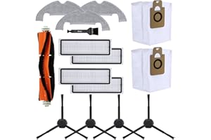 iAmoy - Accessori di ricambio compatibili con aspirapolvere Dreame L10 Plus Z10 Pro, 4 spazzole laterali, 4 filtri, 3 panni per la pulizia, 2 sacchetti per la polvere, 1 spazzola a rullo