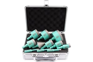 Forets Diamant Carrelage Trépan Diamant - 11pcs (6/6/8/20/25/28/35/45/50/65mm+35mm Forets Chanfreinés) LEKOMESH,Poignée Triangulaire,Porcelaine,Tuiles,Céramique,Granit,Marbre