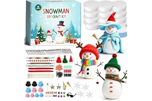 Dlishka DIY Schneemann Bastelset,Weihnachts Bastelset für Kinder mit Lufttrocknender Knete,Zubehör wie Hüte,Schals & Knöpfe,Kreative Weihnachtsdekoration,Partyspiele & Geschenkideen